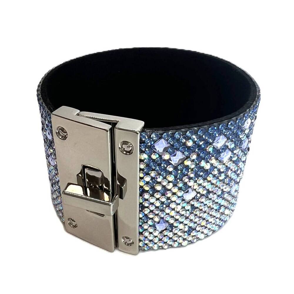 NEW JACQUELINE KENT women's crystal cuff bracelet in blue frost